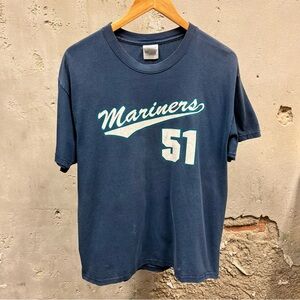 Mariners Vintage Y2K 00s Ichro Suzuki 51 Jersey Print Short Sleeve Tee Large L